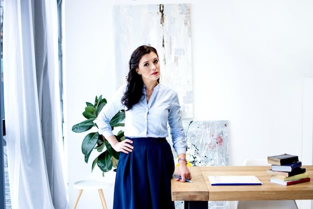 A woman wearing a blue midi skirt and a cream-colored blouse in a bright office setting during the day. She is holding a tablet. In the second image, the same woman is now in a dimly lit restaurant wearing the same midi skirt but paired with a black sequined top and high heels, holding a cocktail.