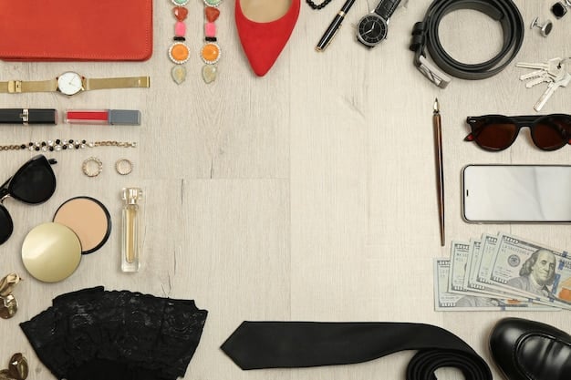 An overhead shot of a well-organized dresser featuring various men's accessories including watches, bracelets, rings, and necklaces in different metal finishes like gold, silver, and black, illustrating how to mix and match metals effectively.