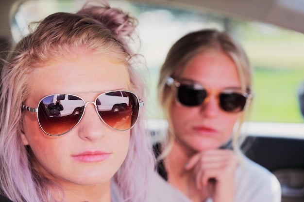 Close-up of different sunglass styles recommended for square face shapes, including round, oval, and aviator frames. The display showcases the frames' ability to soften the angular features of a square face.
