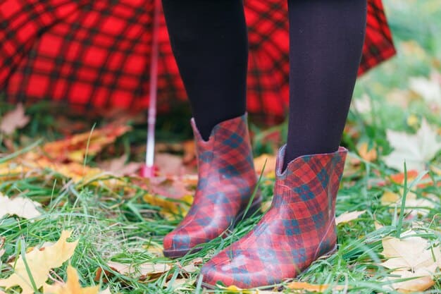 A split image showcasing two fall outfit ideas. On the left, a burgundy sweater, dark wash jeans, and brown ankle boots. On the right, a green corduroy jacket, black leggings, and a plaid scarf.
