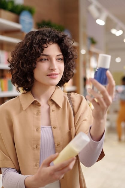A person sampling perfume at a department store, using blotter strips and taking notes in a small notebook. The image should convey a sense of discovery and enjoyment.