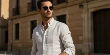 Man in sophisticated spring attire with accessories in Spain