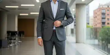 Modern Spanish businessman in stylish suit in office