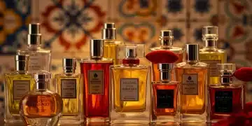 Elegant perfume bottles representing Spanish fragrance trends 2025