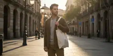Stylish man in sustainable fashion on a Spanish street