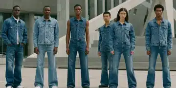Models wearing diverse 2026 denim styles in an urban environment