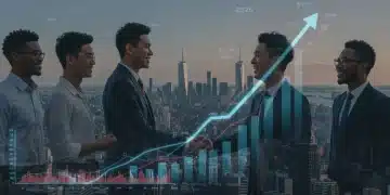 Futuristic cityscape with growth charts for U.S. small businesses in 2026