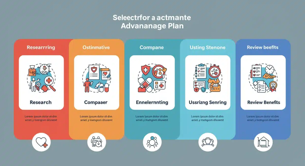 Infographic depicting a 5-step guide to maximizing 2026 Medicare Advantage Plan benefits, with icons for each stage.