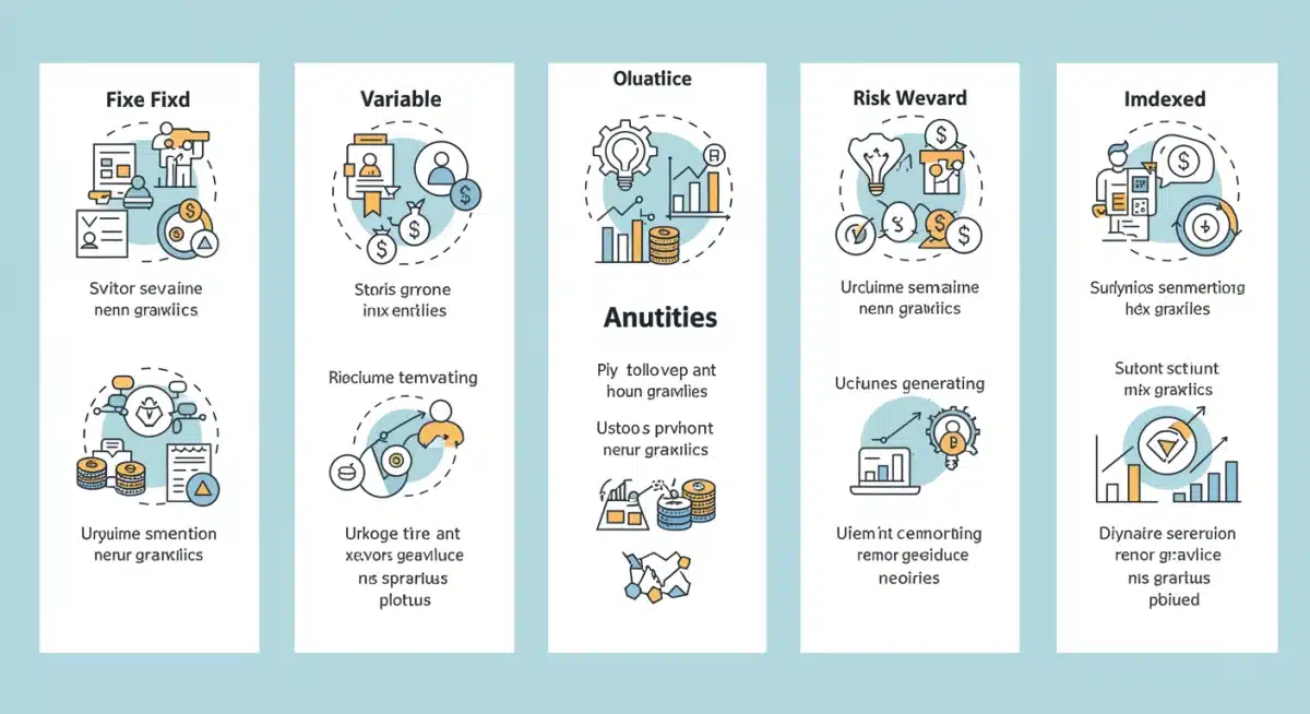 Infographic comparing fixed, variable, and indexed annuity types