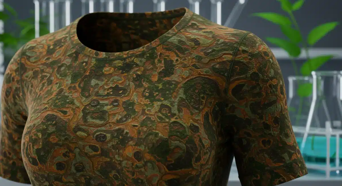 Close-up of bio-engineered garment fabric showing organic patterns