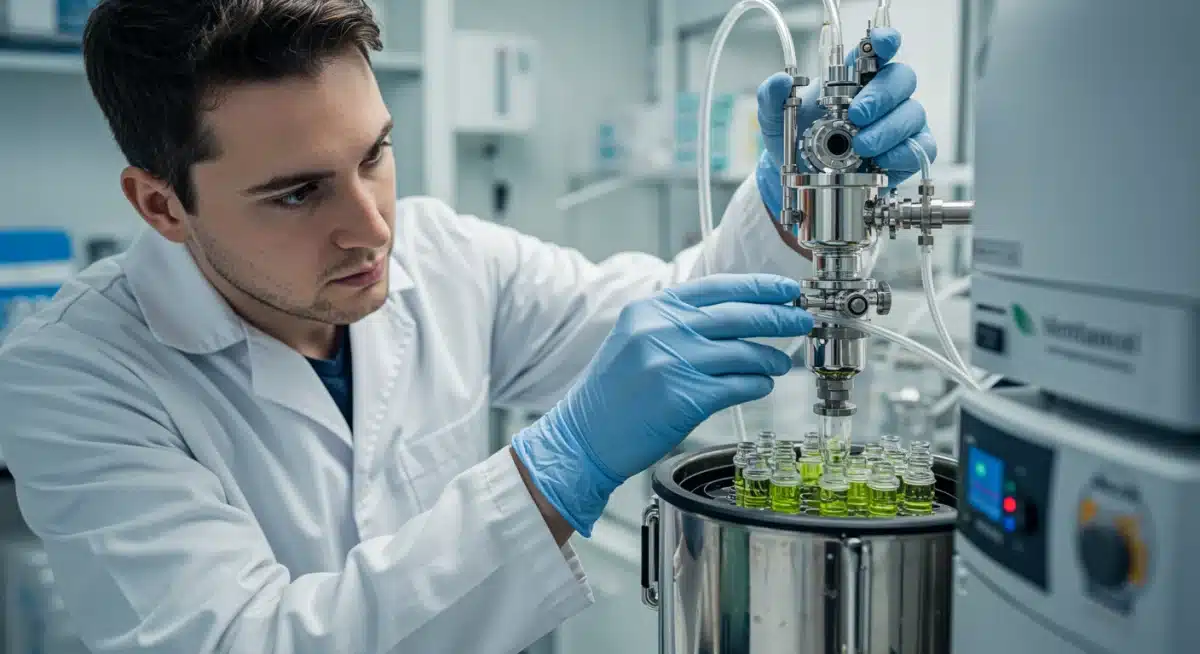 Biotechnology in fragrance creation, lab setting