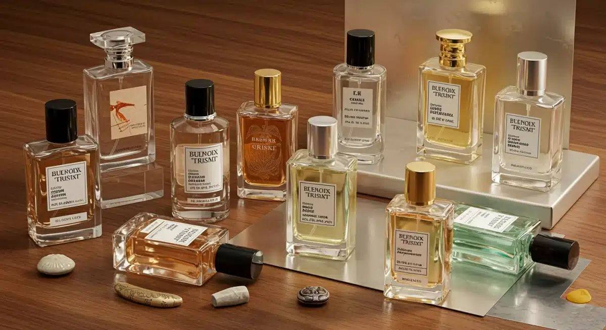 Diverse fragrance bottles representing 2026 trends