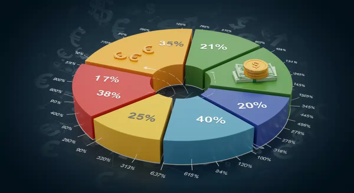 Diversified investment portfolio pie chart illustrating asset allocation adjustments