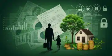 Family silhouette with financial documents and a house, representing secure estate planning in 2026.