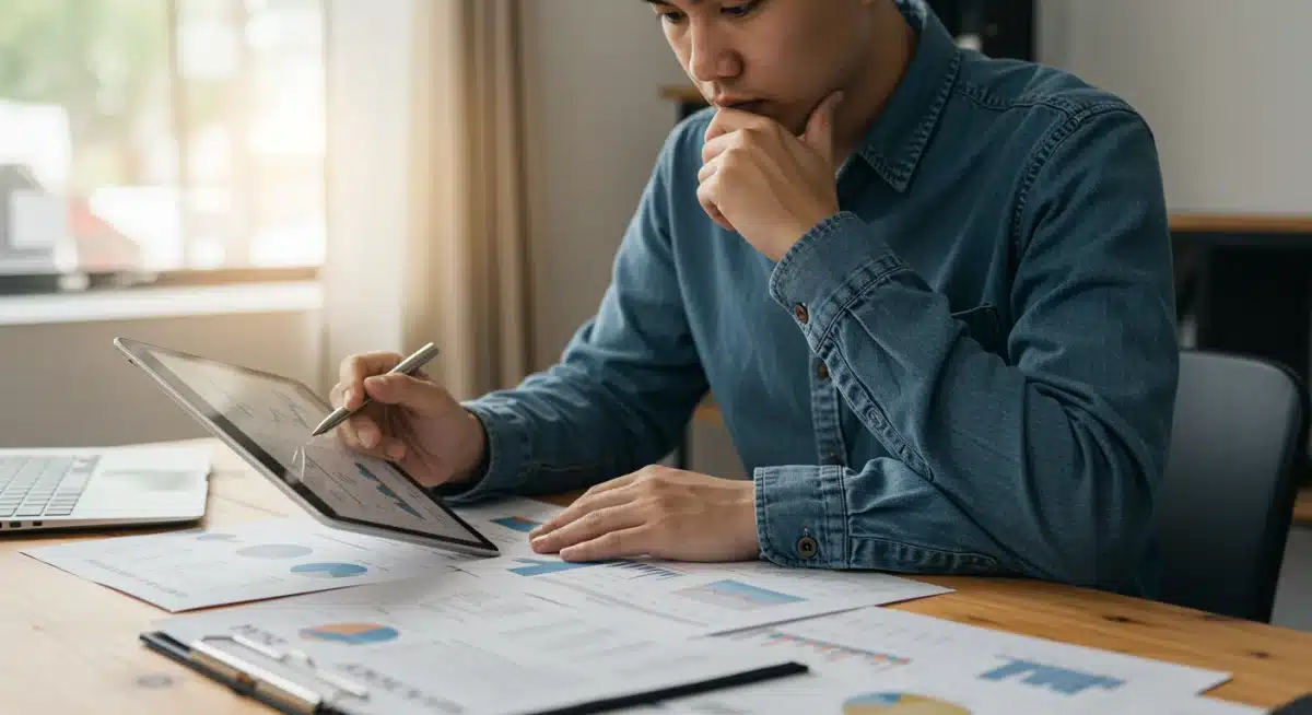 Person reviewing financial charts for inflation strategy