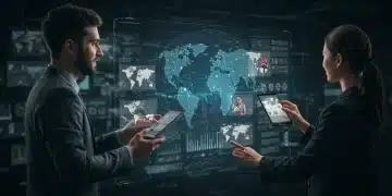 Futuristic remote team collaboration dashboard