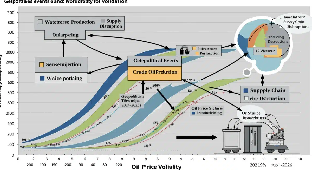 Geopolitical factors influencing 2026 oil price volatility and supply.