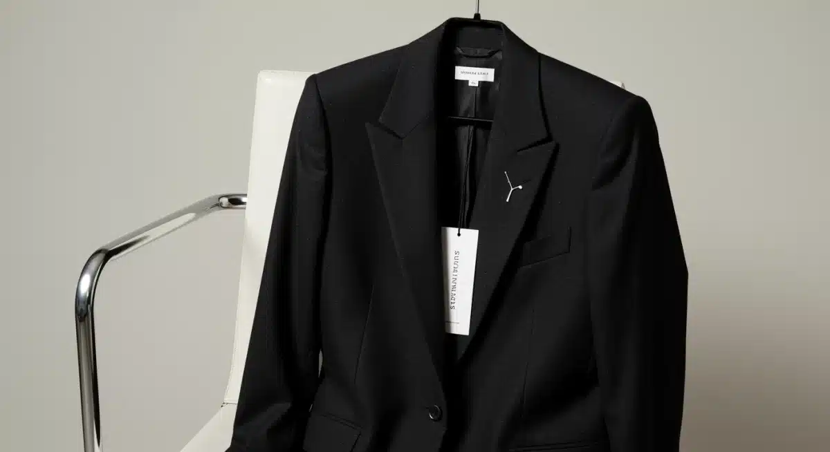 Close up of high-quality tailored black blazer