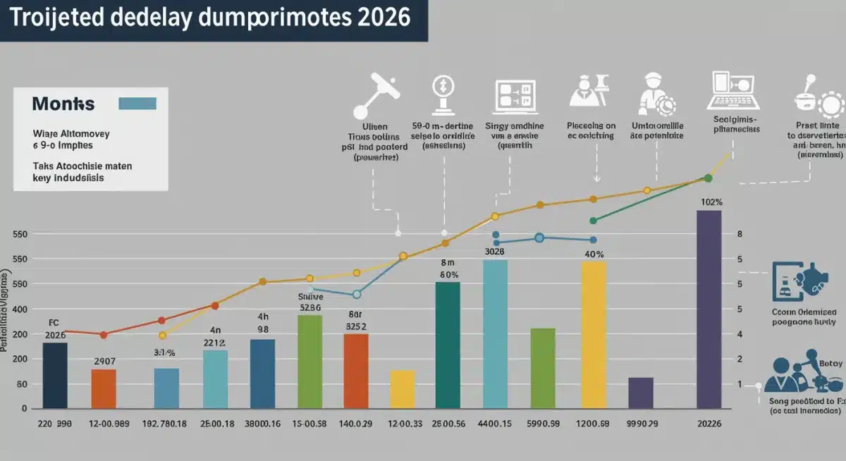 Infographic showing projected 6-9 month supply chain delays by sector until 2026