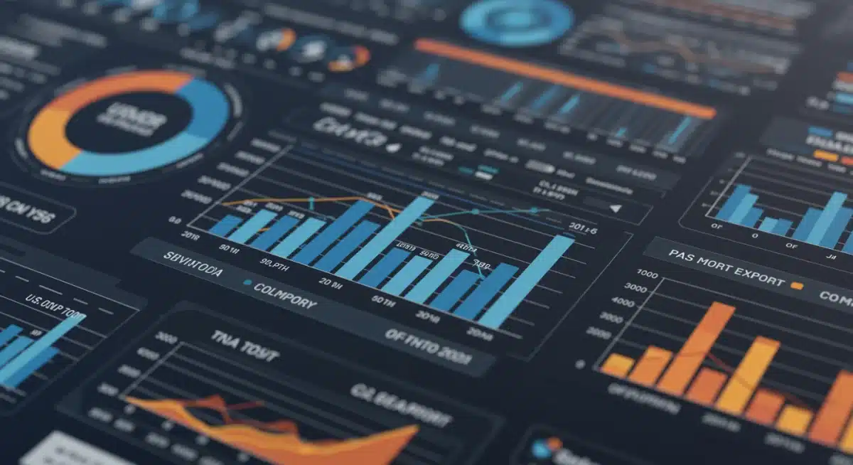 Digital dashboard displaying U.S. import export data and economic indicators for 2026.
