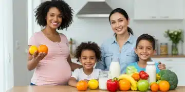 Family benefiting from WIC program enhancements with healthy food