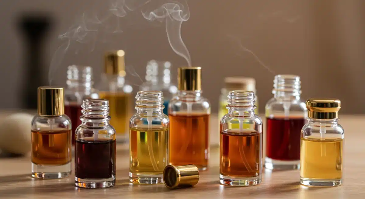 Collection of diverse fragrance bottles showcasing varied aromatic profiles