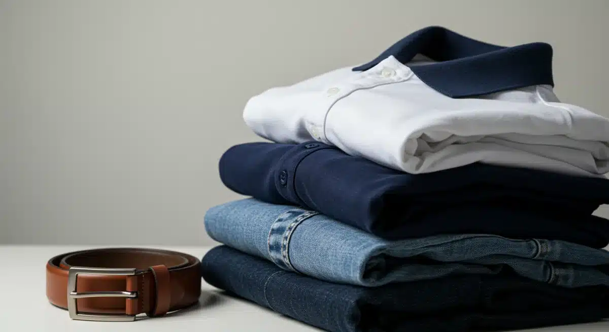 Essential men's wardrobe pieces neatly folded
