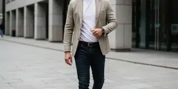 Man with polished style in modern city setting