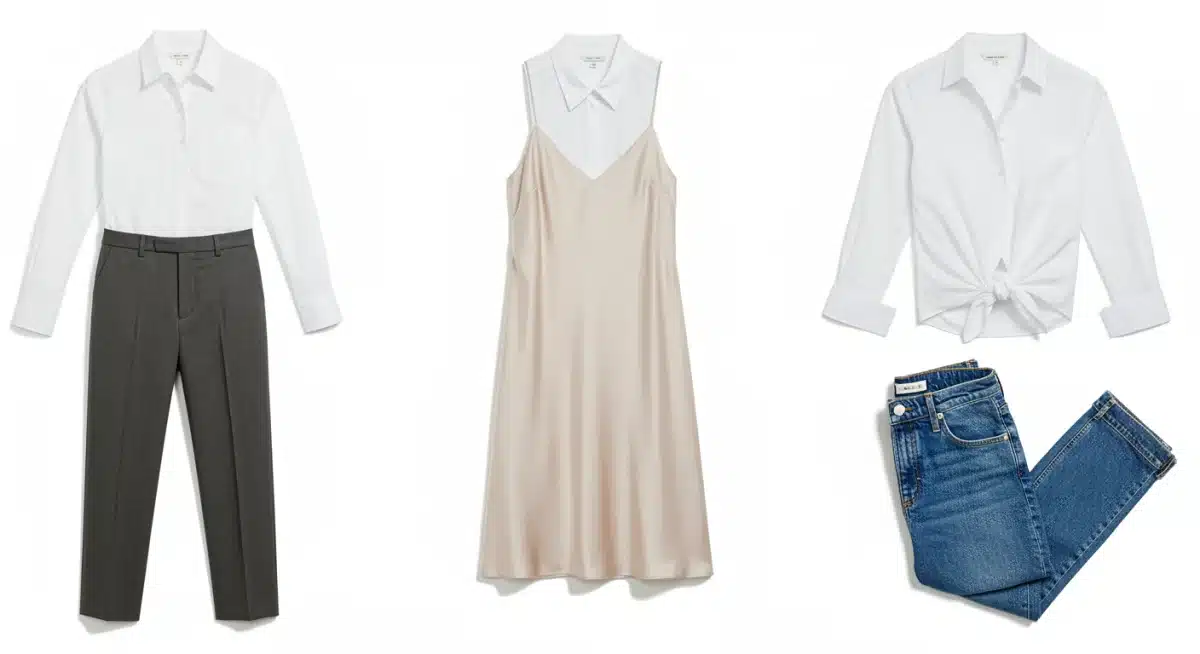 Versatile styling options for a classic white button-down shirt