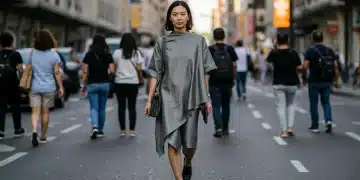Woman adapting 2026 avant-garde fashion for daily wear in a city setting