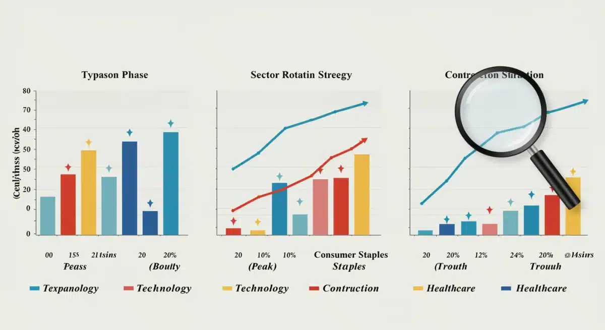 Infographic illustrating economic cycles and optimal sector performance during each phase
