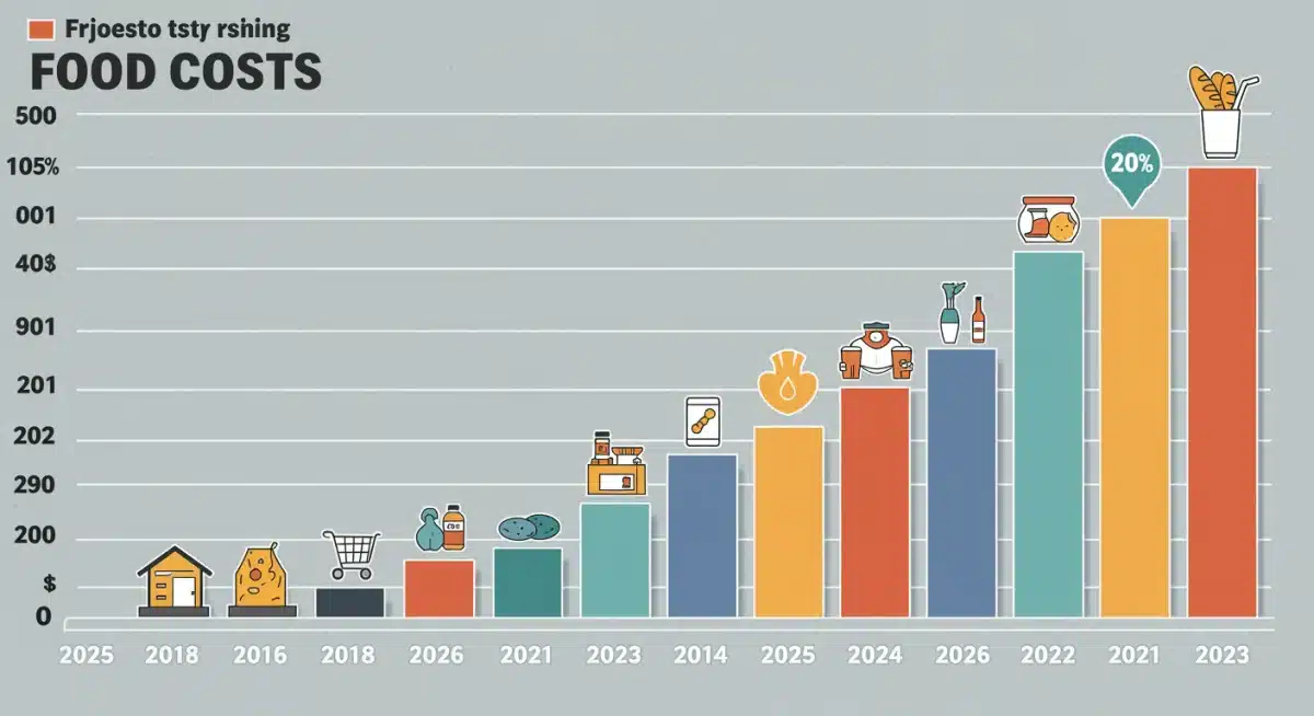 Infographic illustrating the projected increase in food costs by 2026 and its impact on household budgets.