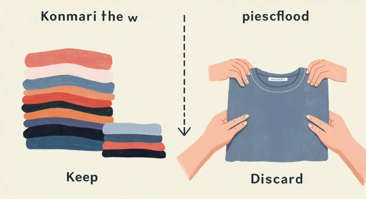 Person folding clothes using KonMari method for decluttering