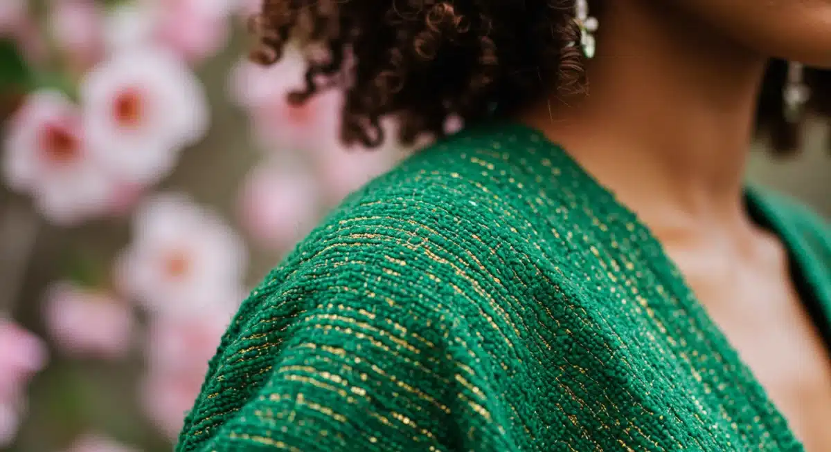 Sustainable fashion textile with intricate weaving and natural dyes, highlighting eco-friendly design.