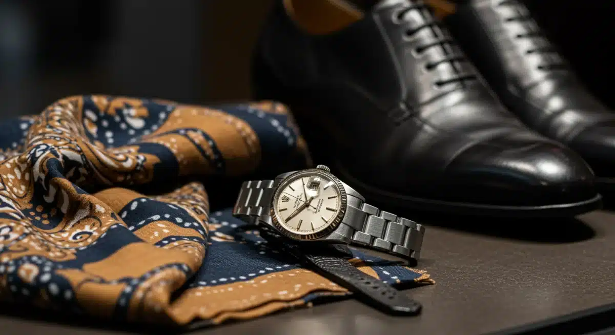Vintage luxury watch and accessories, representing durable fashion assets