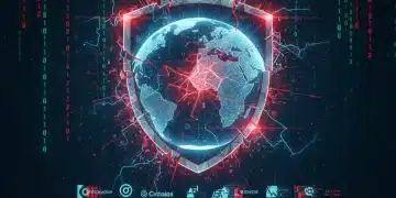 Shattered digital shield over network globe, representing a significant cybersecurity breach in Q4 2025.