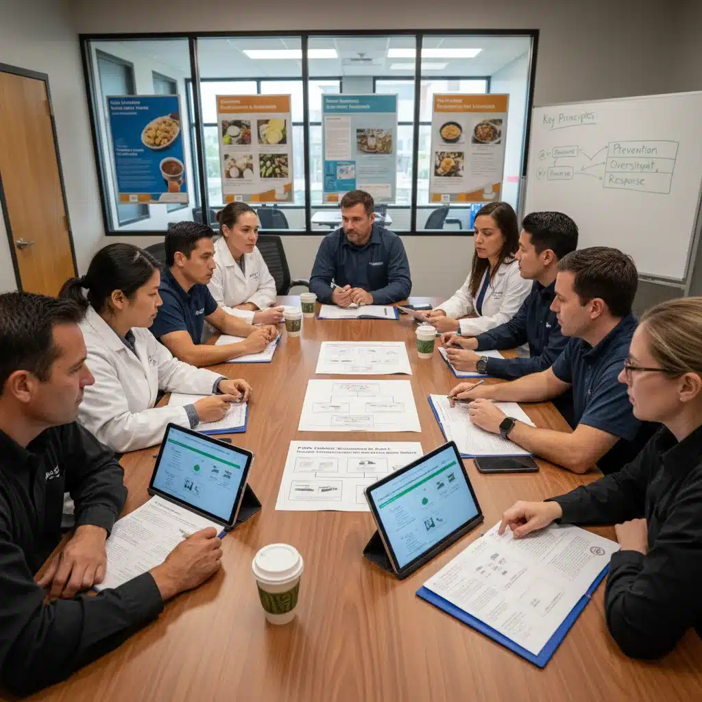 Food industry professionals discussing FDA compliance and training