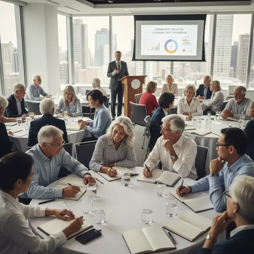 Seniors discussing retirement planning at a seminar