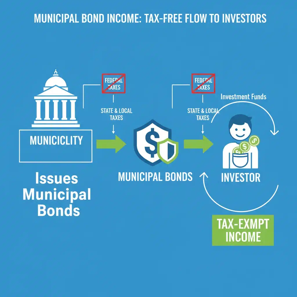 Infographic showing tax-exempt income flow from municipal bonds