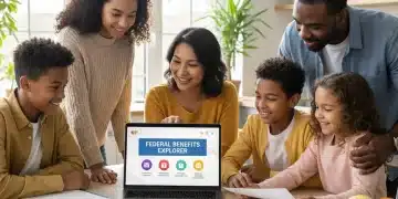 Family reviewing 2026 federal benefits documents for financial planning.
