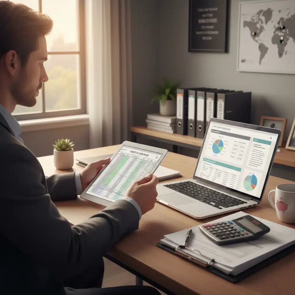 Person reviewing financial statements, planning for economic changes