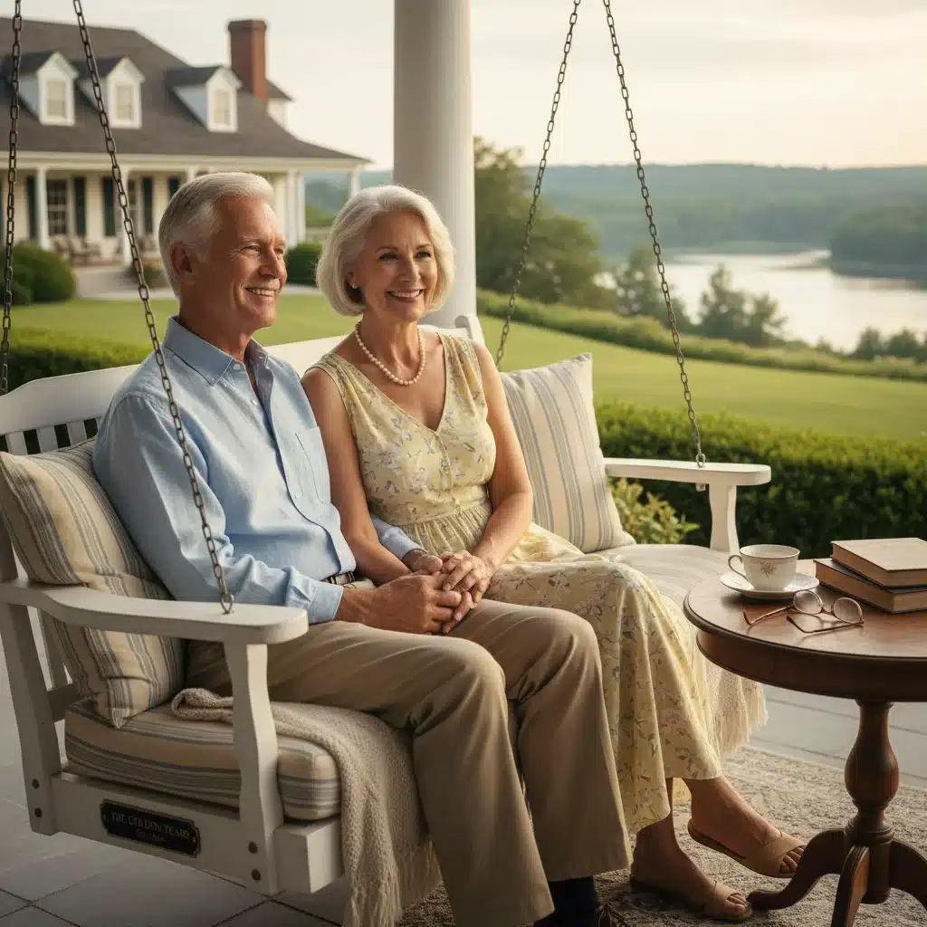 Retired couple enjoying a financially secure and peaceful retirement.