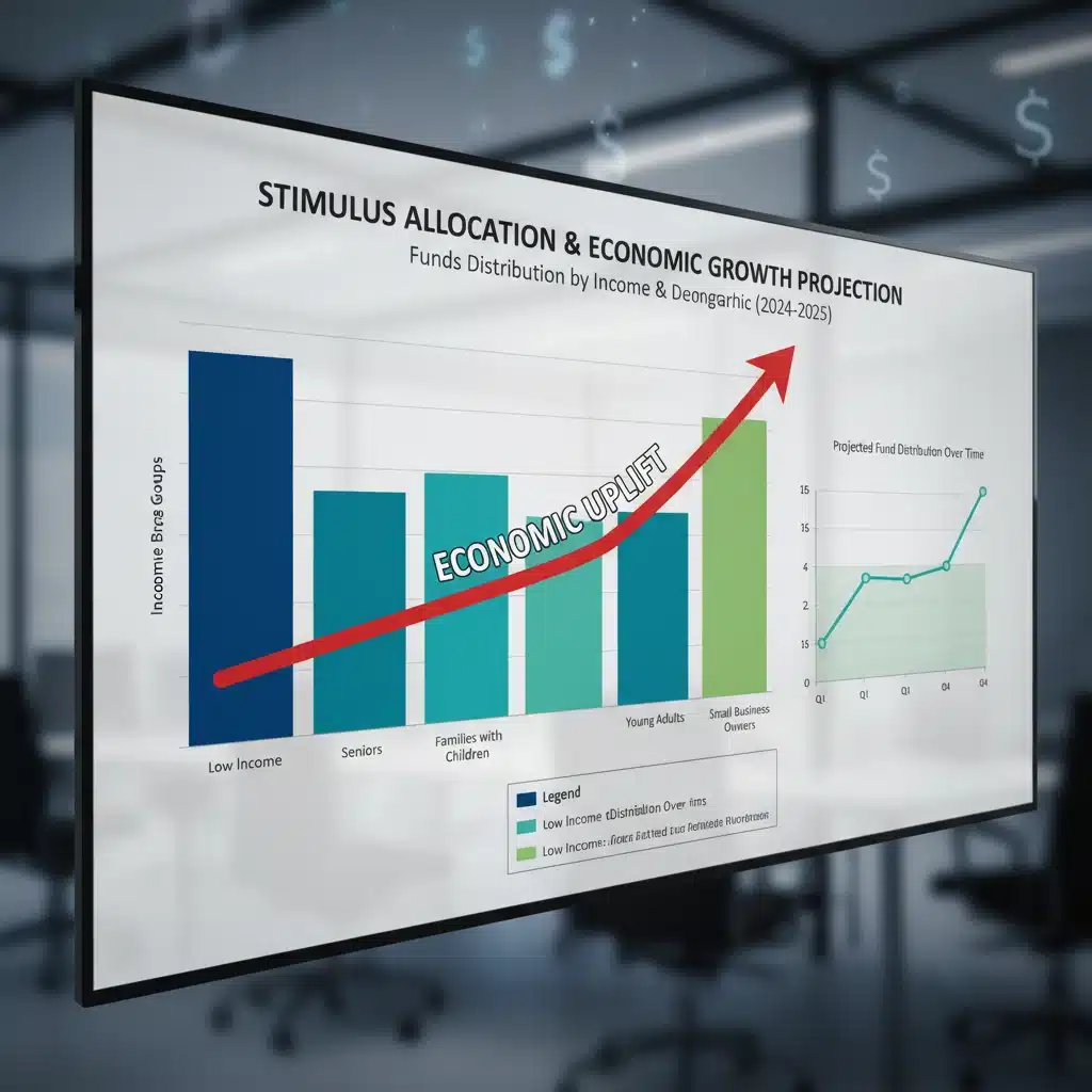 Chart showing projected stimulus fund distribution and economic uplift