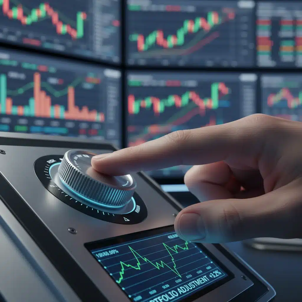 Hand adjusting a financial dial, representing strategic investment adjustments for market changes.