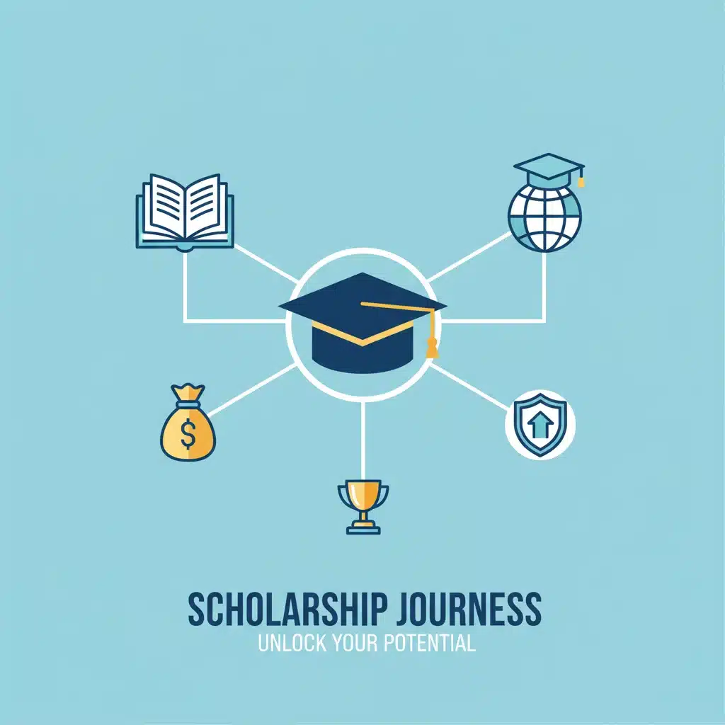 Infographic depicting diverse scholarship opportunities for education funding.