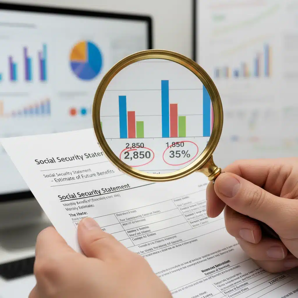 Magnifying glass over Social Security statement details