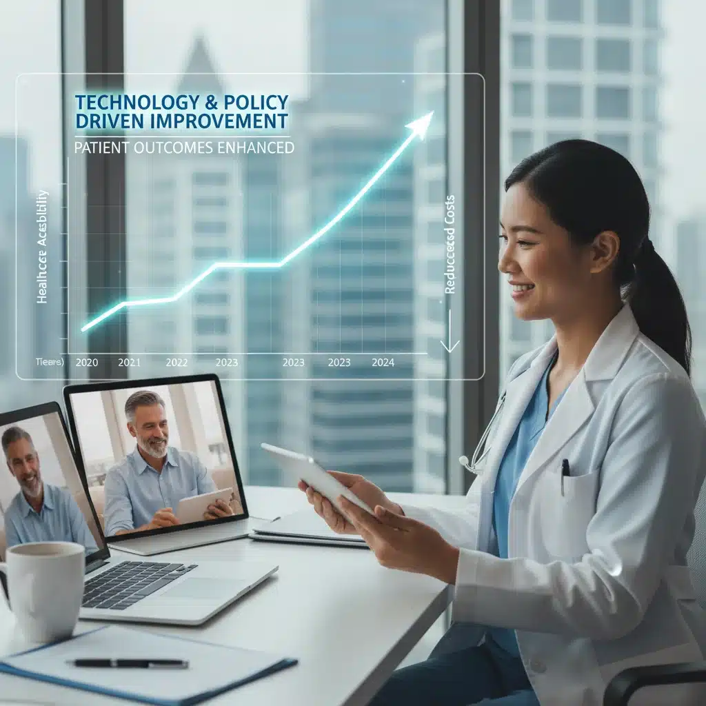Telehealth consultation showing improved healthcare access and cost reduction