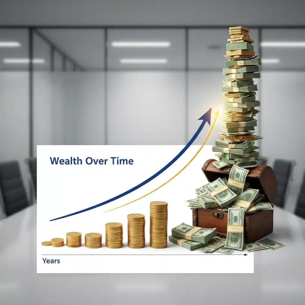 Graph illustrating compounding interest growth over time