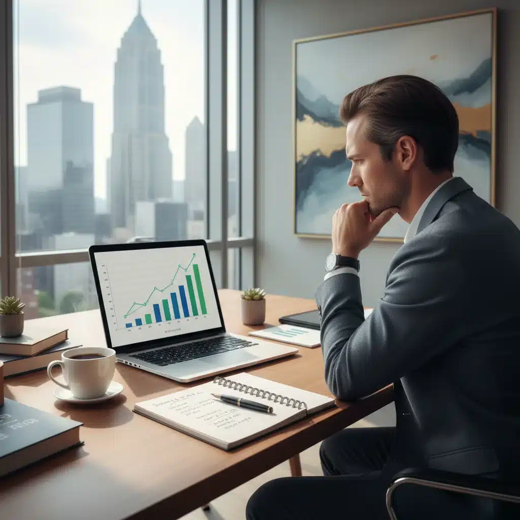 Individual analyzing financial data on a laptop, planning retirement savings.