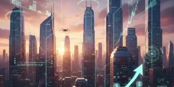 Futuristic city skyline symbolizing real estate appreciation in 2026 with growth trends